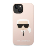 Karl Lagerfeld Liquid Silicone Karl Head Zadní Kryt pro iPhone 14 Plus Pink, KLHCP14MSLKHLP