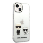 Karl Lagerfeld PC/TPU Ikonik Karl and Choupette Zadní Kryt pro iPhone 14 Plus Transparent, KLHCP14MCKTR