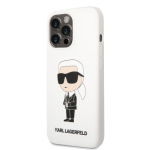 Karl Lagerfeld Liquid Silicone Ikonik NFT Zadní Kryt pro iPhone 13 Pro White, KLHCP13LSNIKBCH