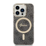Guess 4G MagSafe Kompatibilní Zadní Kryt + Bezdrátová Nabíječka pro iPhone 14 Pro Black, BUGUHMP14LH4EACSK