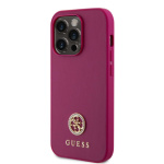 Guess PU 4G Strass Metal Logo Zadní Kryt pro iPhone 15 Pro Pink, GUHCP15LPS4DGPP