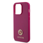Guess PU 4G Strass Metal Logo Zadní Kryt pro iPhone 15 Pro Pink, GUHCP15LPS4DGPP
