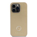 Guess PU 4G Strass Metal Logo Zadní Kryt pro iPhone 15 Pro Gold, GUHCP15LPS4DGPD