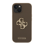 Guess PU Perforated 4G Glitter Metal Logo Zadní Kryt pro iPhone 15 Taupe, GUHCP15SPSP4LGE