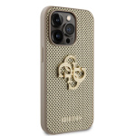 Guess PU Perforated 4G Glitter Metal Logo Zadní Kryt pro iPhone 14 Pro Max Gold, GUHCP14XPSP4LGD