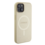 Guess PU Saffiano MagSafe Zadní Kryt pro iPhone 15 Beige, GUHMP15SSPSAHMCB