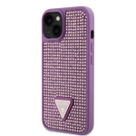 Guess Rhinestones Triangle Metal Logo Kryt pro iPhone 13 Purple, GUHCP13MHDGTPU
