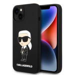 Karl Lagerfeld Liquid Silicone Ikonik NFT Zadní Kryt pro iPhone 15 Black, KLHCP15SSNIKBCK