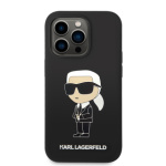 Karl Lagerfeld Liquid Silicone Ikonik NFT Zadní Kryt pro iPhone 15 Pro Black, KLHCP15LSNIKBCK