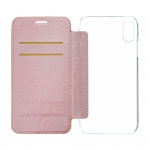 GUBPBKTI61IRG Guess Bundle Leather Book Case Iridescent Rose Gold + Tempered Glass pro iPhone XR, 2442394