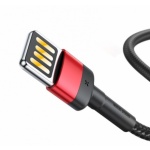 Baseus  Cafule Kabel USB to Lightning Double Sided 2.4A 1m Red/Black, CALKLF-G91