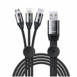 Baseus CAMLT-FX01 Car Co-sharing Kabel USB-C, Lightning, MicroUSB 3.5A 1m Black, 57983104545