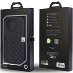 Audi Genuine Leather Zadní Kryt pro iPhone 14 Pro Black, AU-TPUPCIP14P-Q8/D1-BK
