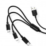 USAMS SJ324 3v1 Nabíjecí Kabel 1.2m Black, 2446629