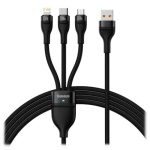 Baseus  Flash Series 3v1 Kabel USB-A na USB-C, Lightning, MicroUSB 100W 1.2m Black, CASS030001