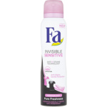 Fa Invisible Sensitive Pure Freshness, deodorant pro ženy, bez alkoholu, zamezuje skvrnám, deosprej 150 ml