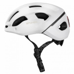 Spokey POINTER SPEED Cyklistická přilba s LED blikačkou a ochranným odnímatelným štítem IN-MOLD, 55-58 cm, bílá, K941263
