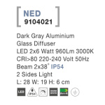 Svítidlo Nova Luce NED WALL GREY nástěnné, IP 54, 2x6 W , 9104021