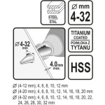 Sada stupňovitých vrtáků 3ks 4-32 mm, TO-22616