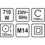 Bruska úhlová 125 mm, 710W, 11000 ot./min, TO-79095
