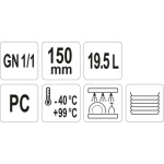 Gastro nádoba PC  GN 1/1 150mm, YG-00392