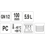 Gastro nádoba PC  GN 1/2 100mm, YG-00401