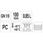 Gastro nádoba PC  GN 1/9 100mm, YG-00431