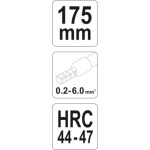 Kleště konektorové 175mm, HRC 44-47, 0,2-6,00mm2, YT-2305