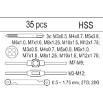 Vložka do zásuvky - sada závitníků a kruhových závitových čelistí 35ks, HCS, YT-55465