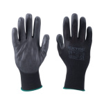 rukavice z polyesteru polomáčené v PU, černé, velikost 10" 8856637