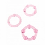 Sada 3 růžových erekčních kroužků - Stay Hard Three Rings, tělová, 3000004357