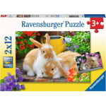 RAVENSBURGER Puzzle Čas na mazlení 2x12 dílků 139028