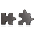 Ocelové náušnice Puzzle - černé 141438