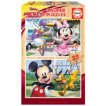 EDUCA Dřevěné puzzle Mickey a přátelé 2x25 dílků 141903