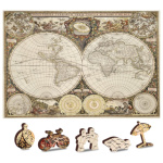 WOODEN CITY Dřevěné puzzle Antická mapa světa 2v1, 75 dílků EKO 141988