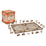WOODEN CITY Dřevěné puzzle Antická mapa světa 2v1, 75 dílků EKO 141988