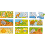 GOKI Dřevěné puzzle dvojice Zvířátka a jejich domov 9x2 dílků 143983
