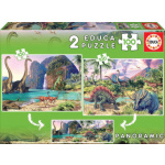 EDUCA Puzzle Panorama Dinosauří svět 2x100 dílků 4581