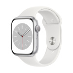 Apple Watch S8/45mm/Silver/Sport Band/White, MP6N3CS/A
