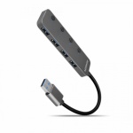 AXAGON HUE-MSA, 4x USB 3.2 Gen 1 SWITCH hub, kovový, micro USB nap. konektor, kabel USB-A 20cm, HUE-MSA