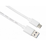 PremiumCord kabel USB-C - USB 3.0 A (USB 3.2 generation 2, 3A, 10Gbit/s)  1m bílá, ku31ck1w