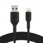 BELKIN kabel oplétaný USB-A - Lightning, 1m, černý, CAA002bt1MBK