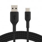 BELKIN kabel oplétaný USB-C - USB-A, 2m, černý, CAB002bt2MBK