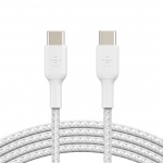 BELKIN kabel oplétaný USB-C - USB-C, 1m, bílý, CAB004bt1MWH